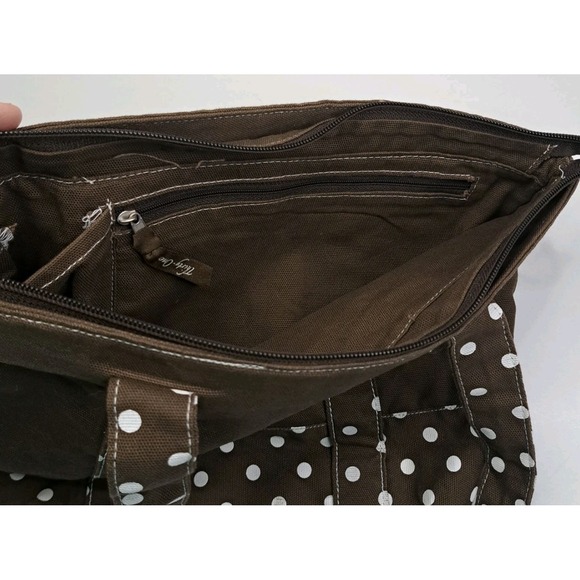 Thirty One Brown Polka Dot Purse Hand Bag Shoulder Bag - Picture 4 of 5